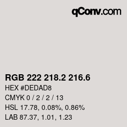 カラーコード: RGB 222 218.2 216.6 | qconv.com