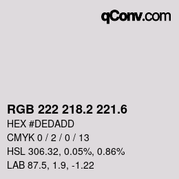 カラーコード: RGB 222 218.2 221.6 | qconv.com