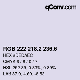 カラーコード: RGB 222 218.2 236.6 | qconv.com