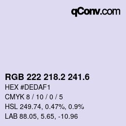 カラーコード: RGB 222 218.2 241.6 | qconv.com