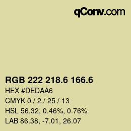 カラーコード: RGB 222 218.6 166.6 | qconv.com