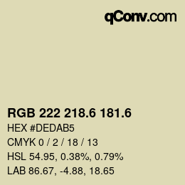 カラーコード: RGB 222 218.6 181.6 | qconv.com