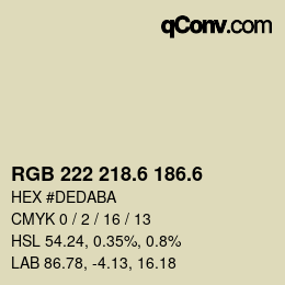 カラーコード: RGB 222 218.6 186.6 | qconv.com