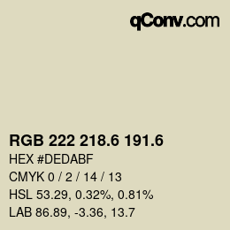 カラーコード: RGB 222 218.6 191.6 | qconv.com