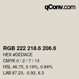 カラーコード: RGB 222 218.6 206.6 | qconv.com