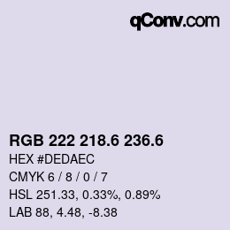 カラーコード: RGB 222 218.6 236.6 | qconv.com