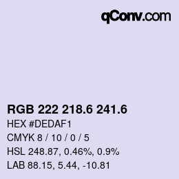 カラーコード: RGB 222 218.6 241.6 | qconv.com