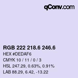 カラーコード: RGB 222 218.6 246.6 | qconv.com