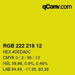 Color code: RGB 222 218 12 | qconv.com
