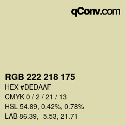 Color code: RGB 222 218 175 | qconv.com