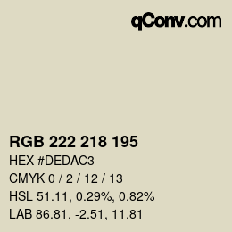 カラーコード: RGB 222 218 195 | qconv.com