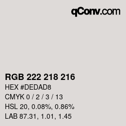 Color code: RGB 222 218 216 | qconv.com