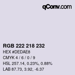 Color code: RGB 222 218 232 | qconv.com