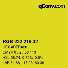 Color code: RGB 222 218 32 | qconv.com