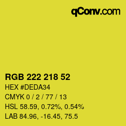 Color code: RGB 222 218 52 | qconv.com