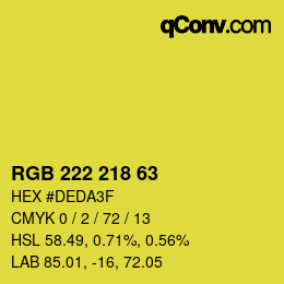 Color code: RGB 222 218 63 | qconv.com