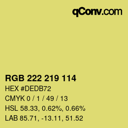 Color code: RGB 222 219 114 | qconv.com