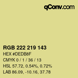 Color code: RGB 222 219 143 | qconv.com