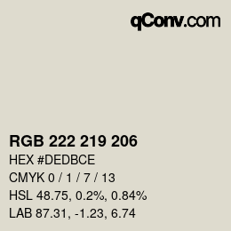 カラーコード: RGB 222 219 206 | qconv.com