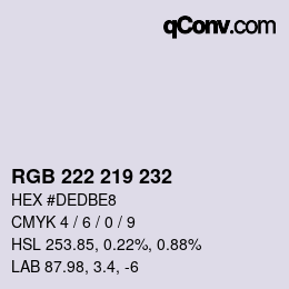 Color code: RGB 222 219 232 | qconv.com