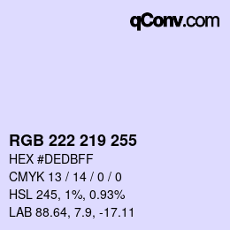 Color code: RGB 222 219 255 | qconv.com