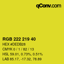 Color code: RGB 222 219 40 | qconv.com