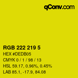 Color code: RGB 222 219 5 | qconv.com