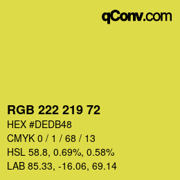 Color code: RGB 222 219 72 | qconv.com