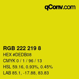 Color code: RGB 222 219 8 | qconv.com
