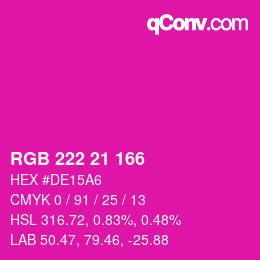 Color code: RGB 222 21 166 | qconv.com