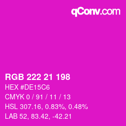Color code: RGB 222 21 198 | qconv.com