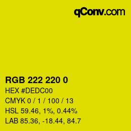 Color code: RGB 222 220 0 | qconv.com