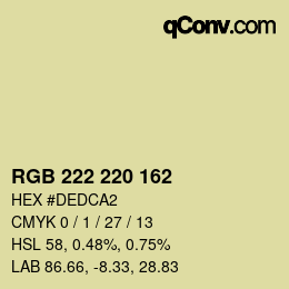 Color code: RGB 222 220 162 | qconv.com