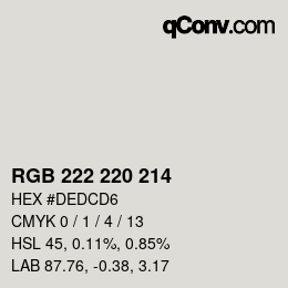 Color code: RGB 222 220 214 | qconv.com