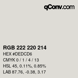颜色代码: RGB 222 220 214 | qconv.com