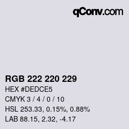 颜色代码: RGB 222 220 229 | qconv.com