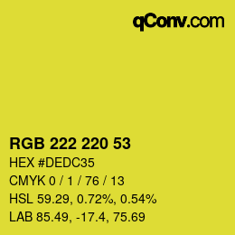 Color code: RGB 222 220 53 | qconv.com