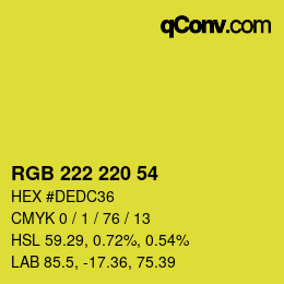 Color code: RGB 222 220 54 | qconv.com