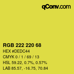 Color code: RGB 222 220 68 | qconv.com