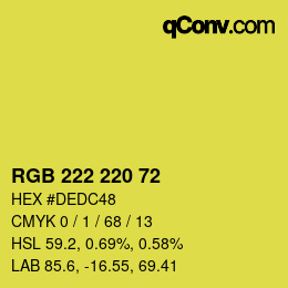 Color code: RGB 222 220 72 | qconv.com