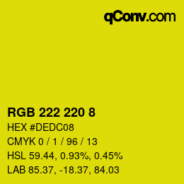 Color code: RGB 222 220 8 | qconv.com