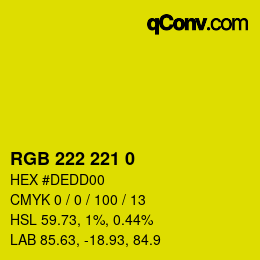 Color code: RGB 222 221 0 | qconv.com