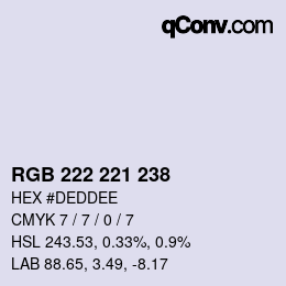 Color code: RGB 222 221 238 | qconv.com