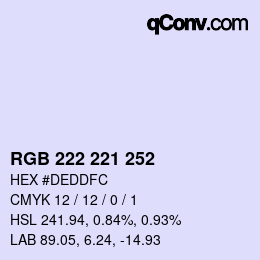 Color code: RGB 222 221 252 | qconv.com