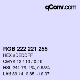 Color code: RGB 222 221 255 | qconv.com