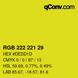 Color code: RGB 222 221 29 | qconv.com