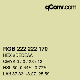 Color code: RGB 222 222 170 | qconv.com