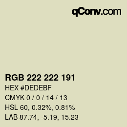 カラーコード: RGB 222 222 191 | qconv.com