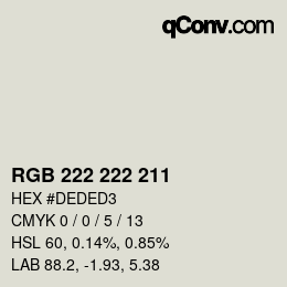 Color code: RGB 222 222 211 | qconv.com