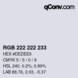 Color code: RGB 222 222 233 | qconv.com